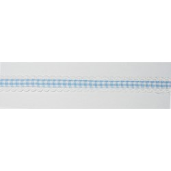 Gingham Ribbon with Scalloped Edge - Light Blue